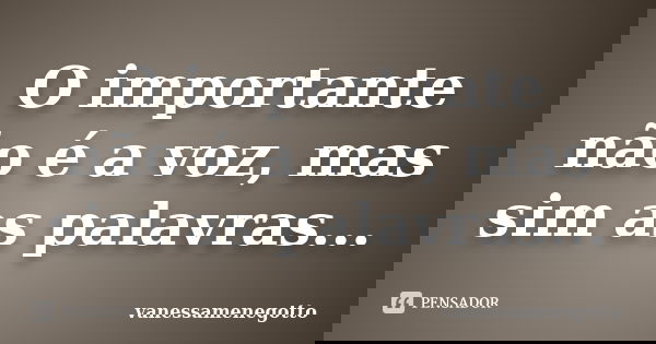 O importante não é a voz, mas sim as palavras...... Frase de vanessamenegotto.