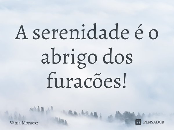 ⁠A serenidade é o abrigo dos furacões!... Frase de Vânia Moraes2.