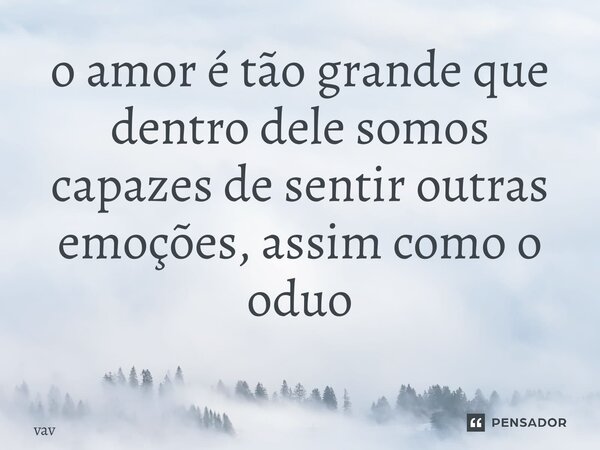 o amor é tão grande que dentro dele somos capazes de sentir outras emoções, assim como o ódio ⁠... Frase de vav.