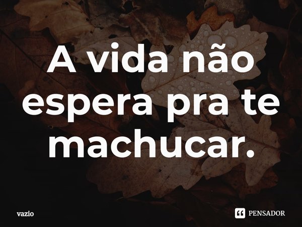 ⁠A vida não espera pra te machucar.... Frase de Vazio.