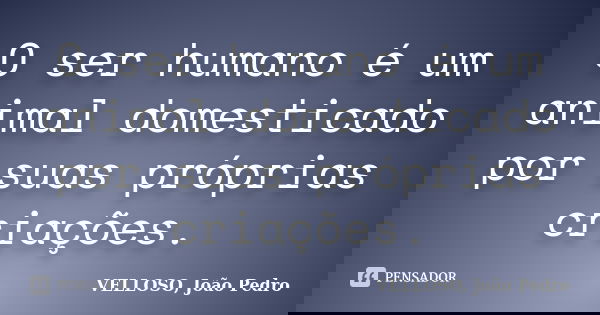 O ser humano é um animal domesticado por suas próprias criações.... Frase de VELLOSO, João Pedro.