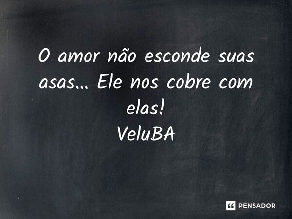 ⁠O amor não esconde suas asas… Ele nos cobre com elas!... Frase de VeluBA.
