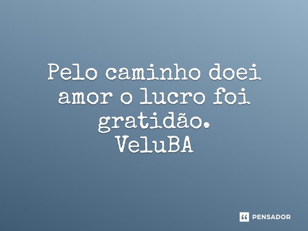 ⁠Pelo caminho doei amor o lucro foi gratidão.... Frase de VeluBA.