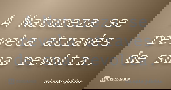 A Natureza se revela através de sua revolta.... Frase de Vicente Jolvino.
