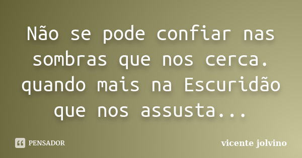 Não se pode confiar nas sombras que nos cerca. quando mais na Escuridão que nos assusta...... Frase de Vicente Jolvino.