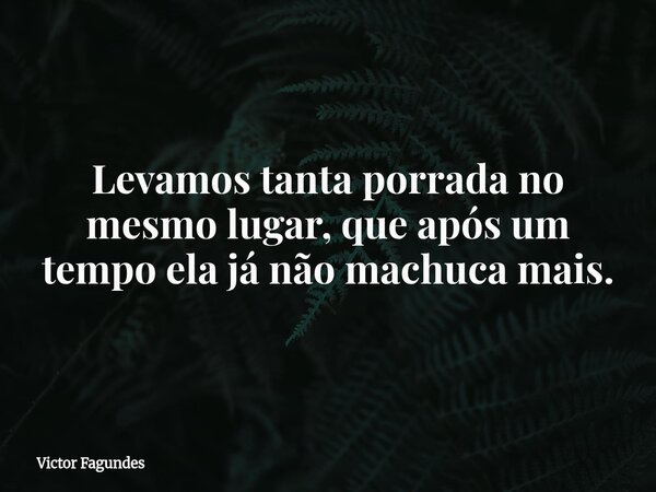 Levamos tanta porrada no mesmo lugar, que após um tempo ela já não machuca mais.... Frase de Victor Fagundes.