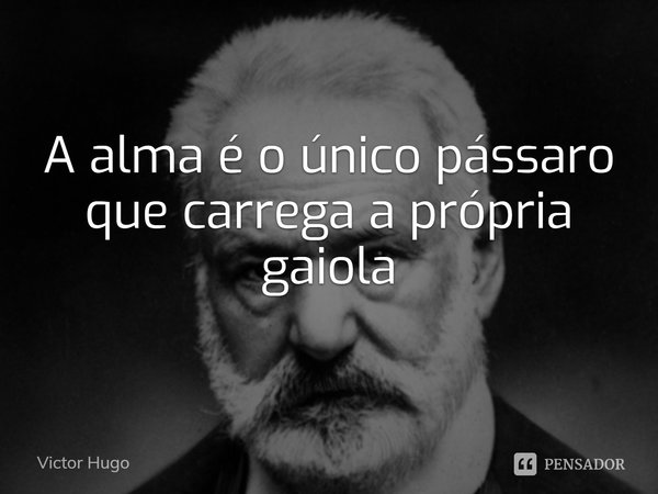 ⁠[A alma] é o único pássaro que sustenta a própria gaiola.... Frase de Victor Hugo.