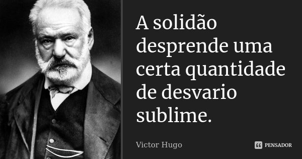 A solidão desprende uma certa quantidade de desvario sublime.... Frase de Victor Hugo.