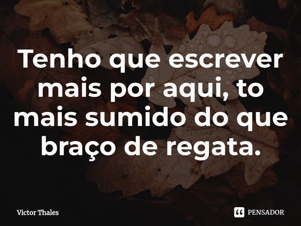 Tenho que escrever mais por aqui, to mais sumido do que braço de regata.⁠... Frase de Victor Thales.