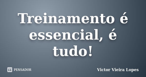 Treinamento é essencial, é tudo!... Frase de Victor Vieira Lopes.