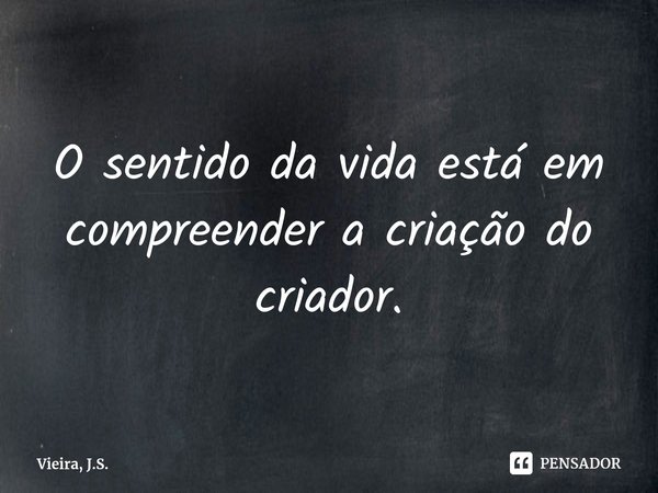 ⁠O sentido da vida está em compreender a criação do criador.... Frase de Vieira, J.S..