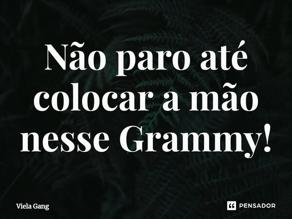 ⁠Não paro até colocar a mão nesse Grammy!... Frase de Viela Gang.