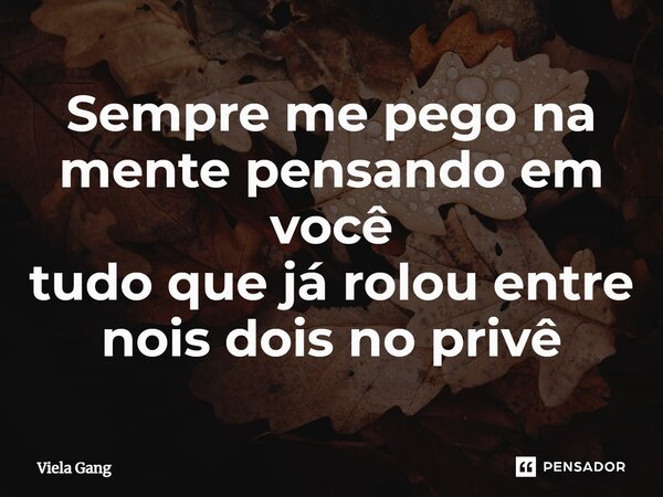 ⁠Sempre me pego na mente pensando em você tudo que já rolou entre nois dois no privê... Frase de Viela Gang.