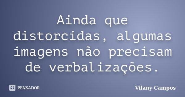 Ainda que distorcidas, algumas imagens não precisam de verbalizações.... Frase de Vilany Campos.