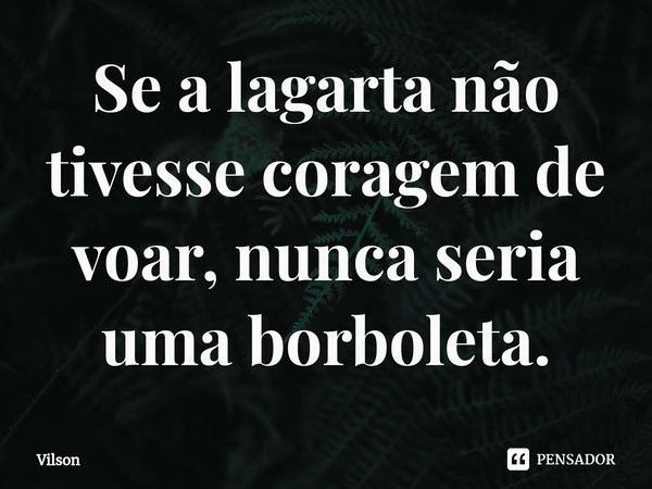 ⁠Se a lagarta não tivesse coragem de voar, nunca seria uma borboleta.... Frase de Vilson.