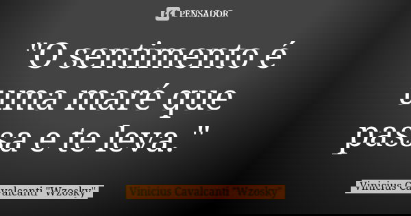 "O sentimento é uma maré que passa e te leva."... Frase de Vinicius Cavalcanti 