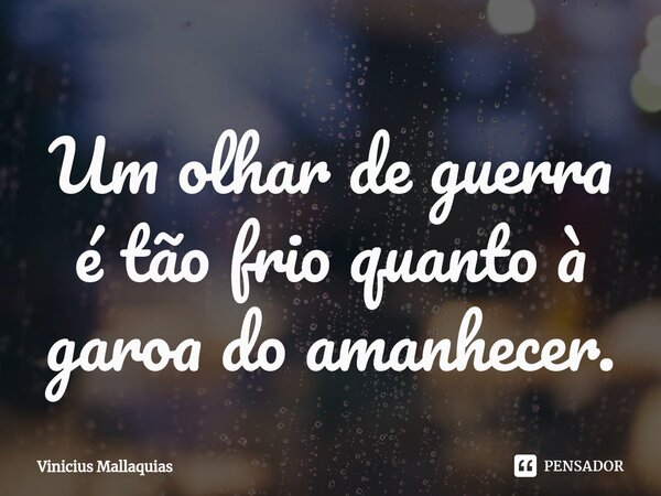 ⁠Um olhar de guerra é tão frio quanto à garoa do amanhecer.... Frase de Vinicius Mallaquias.