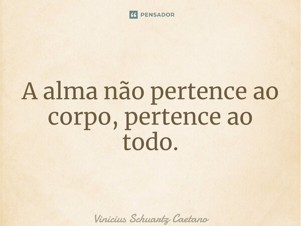 A alma não pertence ao corpo, pertence ao todo.... Frase de Vinicius Schuartz Caetano.