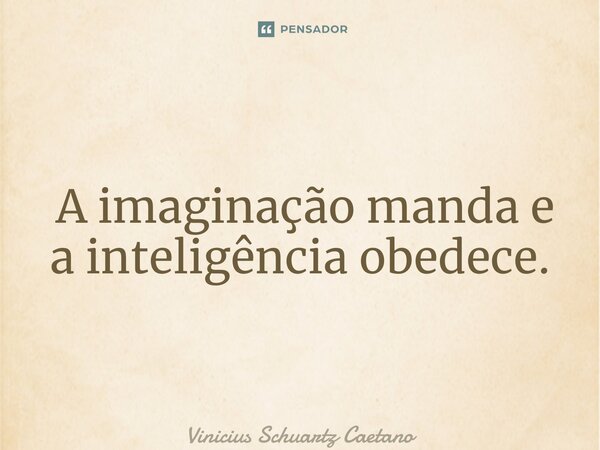 ⁠ A imaginação manda e a inteligência obedece.... Frase de Vinicius Schuartz Caetano.