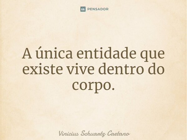 ⁠A única entidade que existe vive dentro do corpo.... Frase de Vinicius Schuartz Caetano.