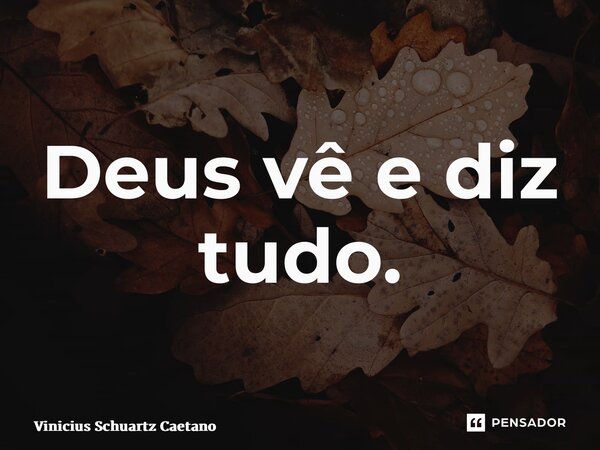 ⁠Deus vê e diz tudo.... Frase de Vinicius Schuartz Caetano.