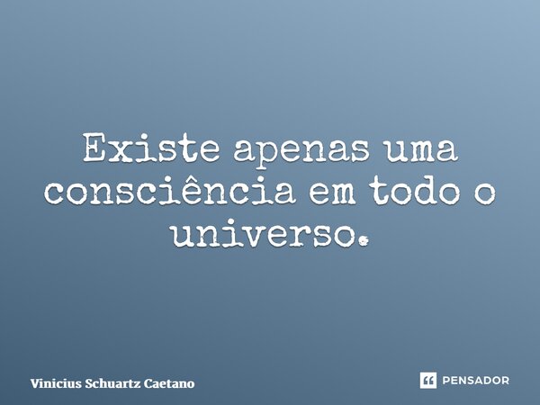 Existe apenas uma consciência em todo o universo.... Frase de Vinicius Schuartz Caetano.