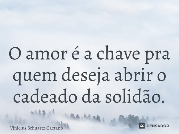 ⁠O amor é a chave pra quem deseja abrir o cadeado da solidão.... Frase de Vinicius Schuartz Caetano.