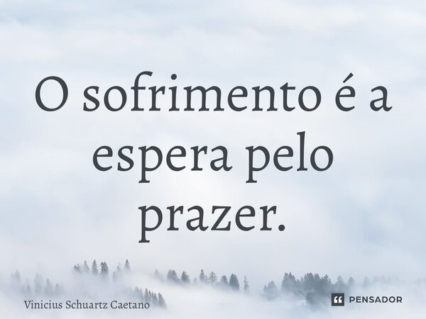 ⁠O sofrimento é a espera pelo prazer.... Frase de Vinicius Schuartz Caetano.