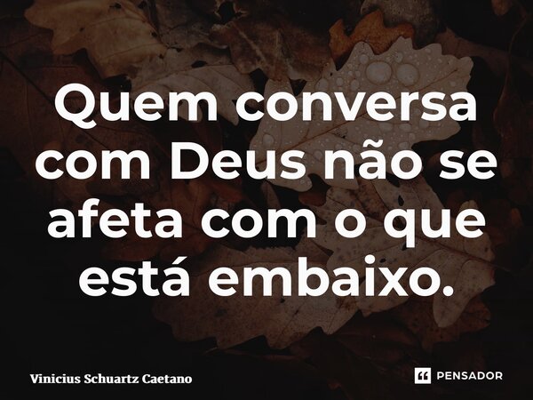 ⁠Quem conversa com Deus não se afeta com o que está embaixo.... Frase de Vinicius Schuartz Caetano.