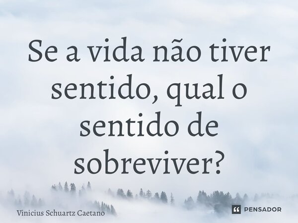⁠Se a vida não tiver sentido, qual o sentido de sobreviver?... Frase de Vinicius Schuartz Caetano.