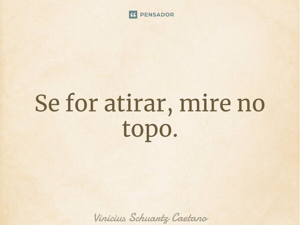 ⁠Se for atirar, mire no topo.... Frase de Vinicius Schuartz Caetano.