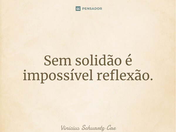 ⁠Sem solidão é impossível reflexão.... Frase de Vinicius Schuartz Caetano.