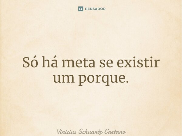 ⁠Só há meta se existir um porque.... Frase de Vinicius Schuartz Caetano.