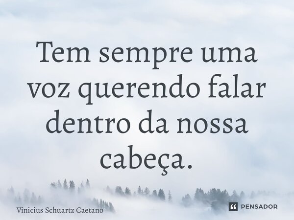 Tem sempre uma voz querendo falar dentro da nossa cabeça.... Frase de Vinicius Schuartz Caetano.