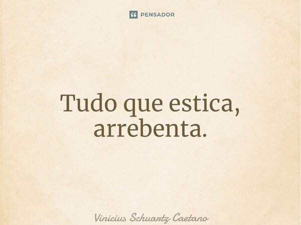 ⁠Tudo que estica, arrebenta.... Frase de Vinicius Schuartz Caetano.