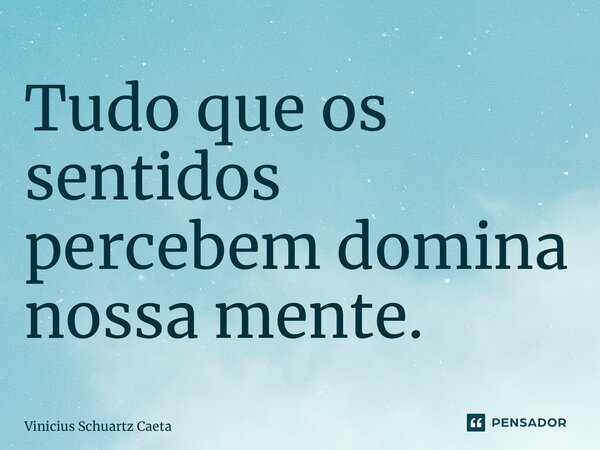 Tudo que os sentidos percebem domina nossa mente.... Frase de Vinicius Schuartz Caetano.