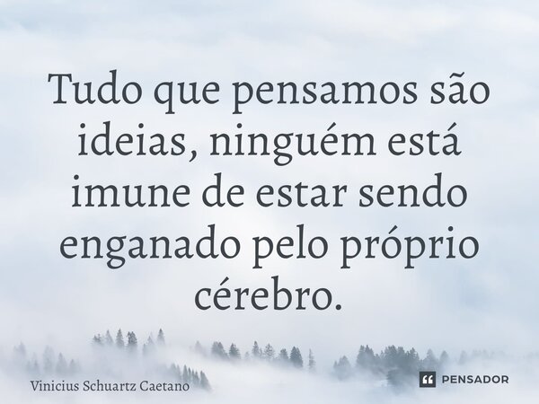 ⁠Tudo que pensamos são ideias, ninguém está imune de estar sendo enganado pelo próprio cérebro.... Frase de Vinicius Schuartz Caetano.