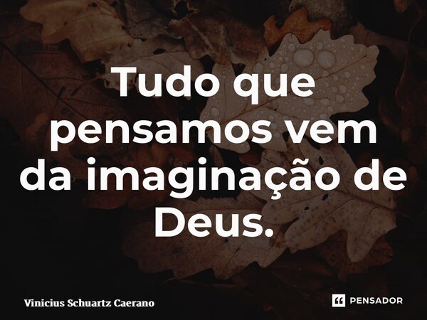 ⁠Tudo que pensamos vem da imaginação de Deus.... Frase de Vinicius Schuartz Caetano.