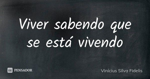 Viver sabendo que se está vivendo... Frase de Vinícius Silva Fidelis.