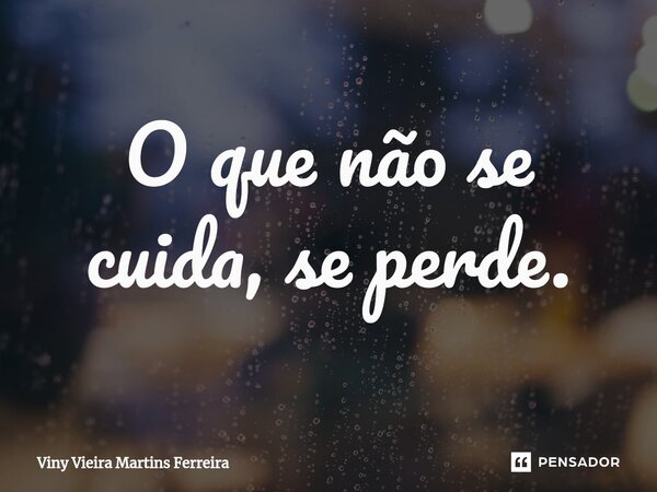⁠O que não se cuida, se perde.... Frase de Viny Vieira Martins Ferreira.