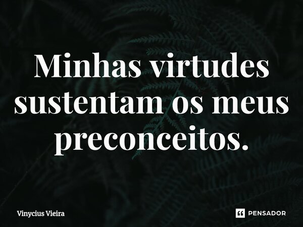 Minhas virtudes sustentam os meus preconceitos.⁠... Frase de Vinycius Vieira.