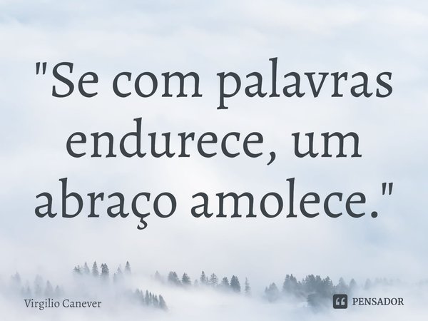 ⁠"Se com palavras endurece, um abraço amolece."... Frase de Virgilio Canever.