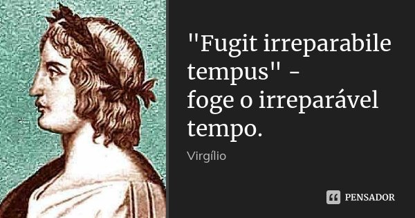 "Fugit irreparabile tempus" - foge o irreparável tempo.... Frase de Virgílio.