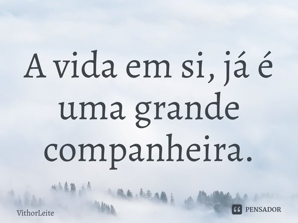 ⁠A vida em si, já é uma grande companheira.... Frase de VithorLeite.