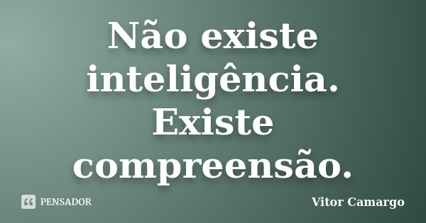 Não existe inteligência. Existe compreensão.... Frase de Vitor Camargo.
