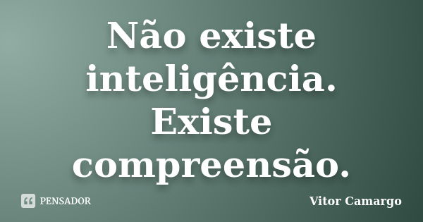 Não existe inteligência. Existe compreensão.... Frase de Vitor Camargo.