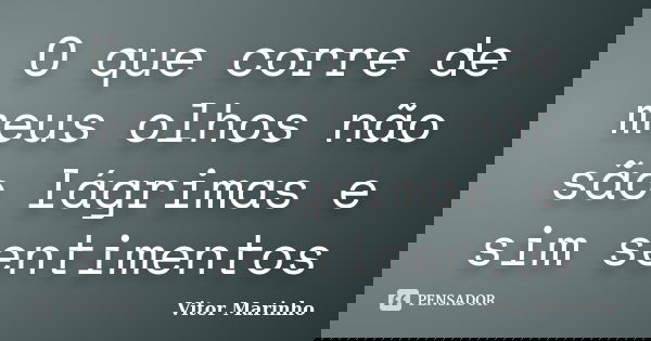 O que corre de meus olhos não são lágrimas e sim sentimentos... Frase de Vitor Marinho.