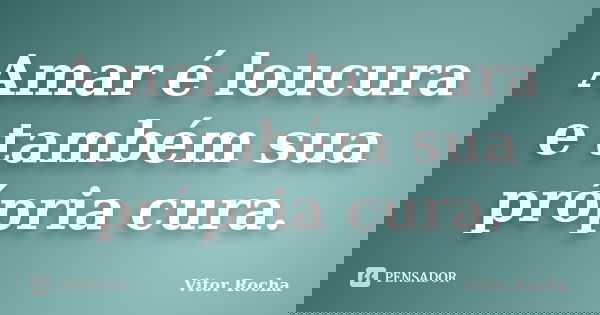Amar é loucura e também sua própria cura.... Frase de Vitor Rocha.