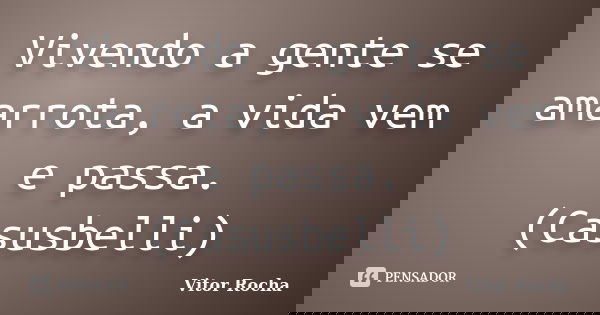 Vivendo a gente se amarrota, a vida vem e passa. (Casusbelli)... Frase de Vitor Rocha.