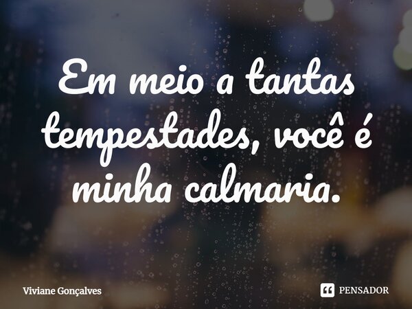 ⁠Em meio a tantas tempestades, você é minha calmaria.... Frase de Viviane Gonçalves.